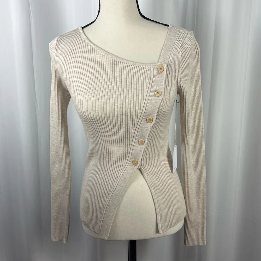Song of Style Beige Off-Shoulder Sweater - Picture 1 of 8